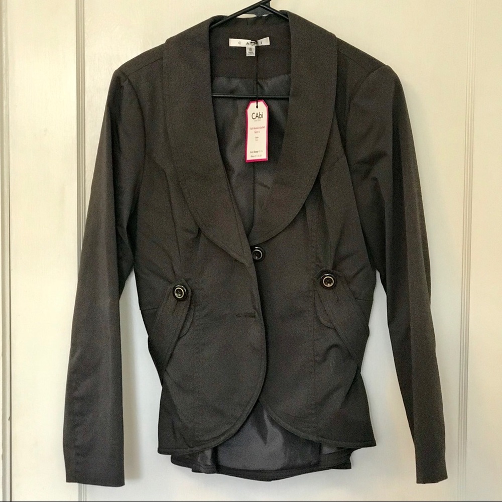 NWT CAbi Work Blazer/Jacket Dark Olive/Charcoal 6